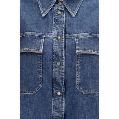 Camicia Brunello Cucinelli in denim blu