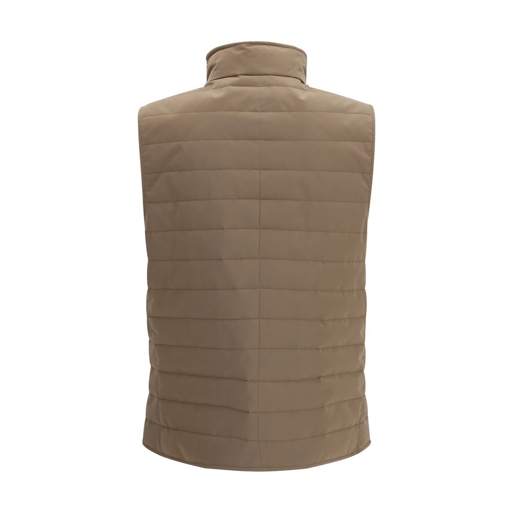 Brunello Cucinelli Gilet in Poliestere Beige Senza Maniche