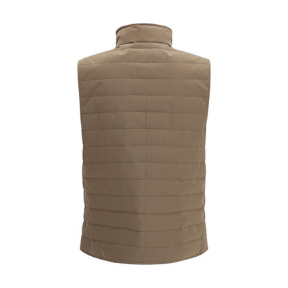 Brunello Cucinelli Gilet in Poliestere Beige Senza Maniche