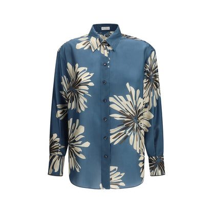 Camicia fantasia in seta multicolore Brunello Cucinelli