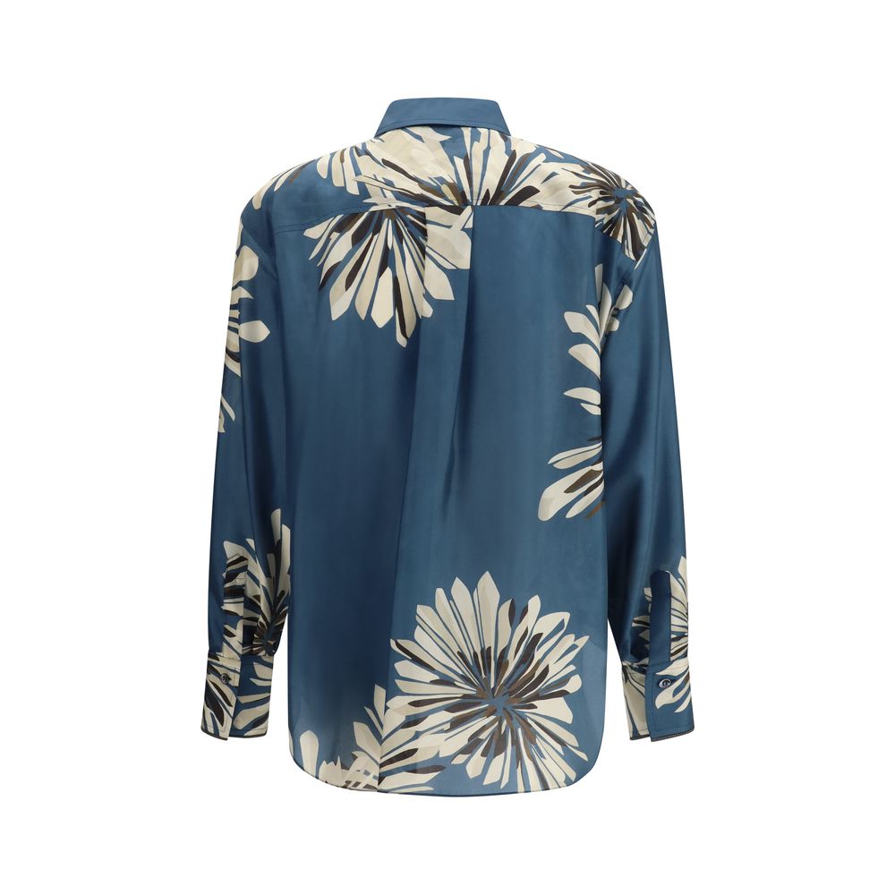 Camicia fantasia in seta multicolore Brunello Cucinelli