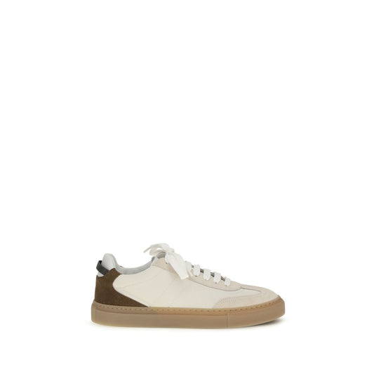 Brunello Cucinelli Sneakers Basse in Pelle di Vitello Beige Bos Taurus