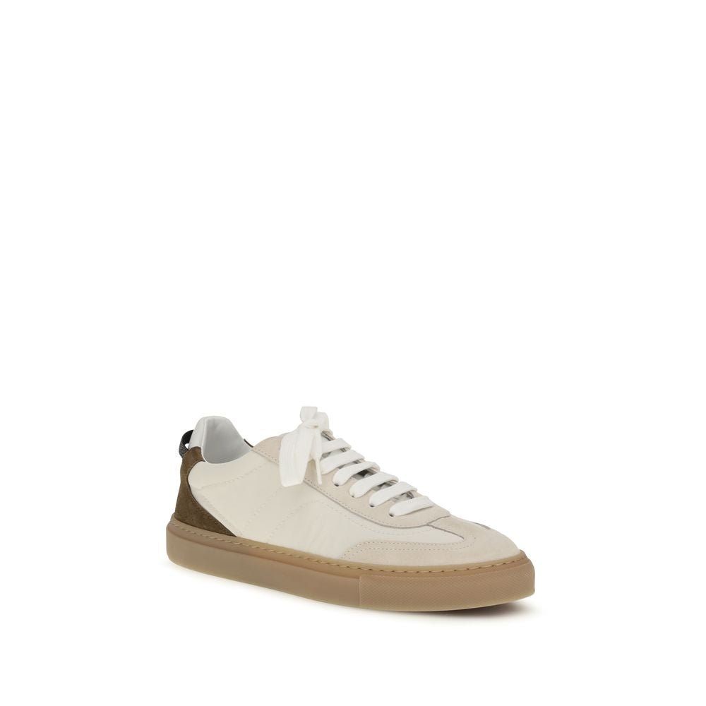 Brunello Cucinelli Sneakers Basse in Pelle di Vitello Beige Bos Taurus