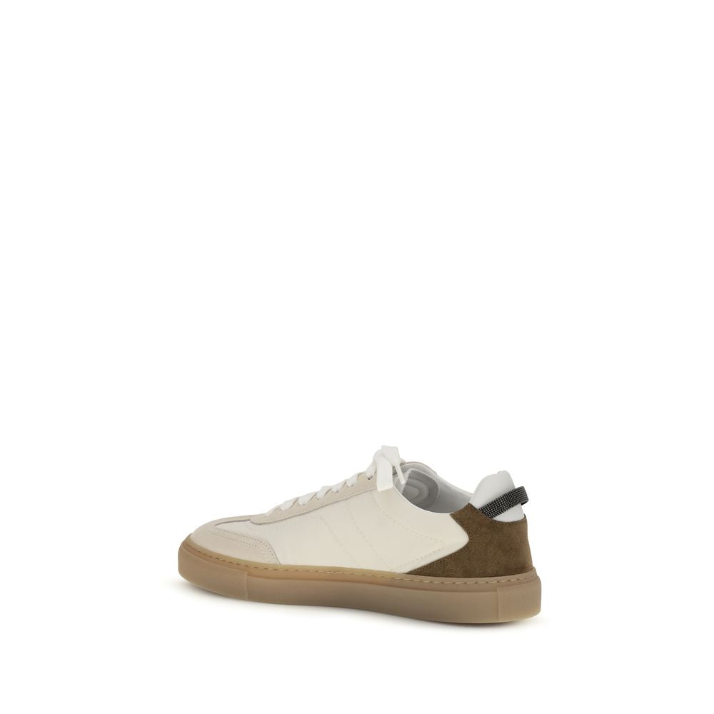 Brunello Cucinelli Sneakers Basse in Pelle di Vitello Beige Bos Taurus