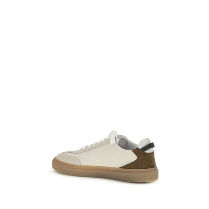 Brunello Cucinelli Sneakers Basse in Pelle di Vitello Beige Bos Taurus