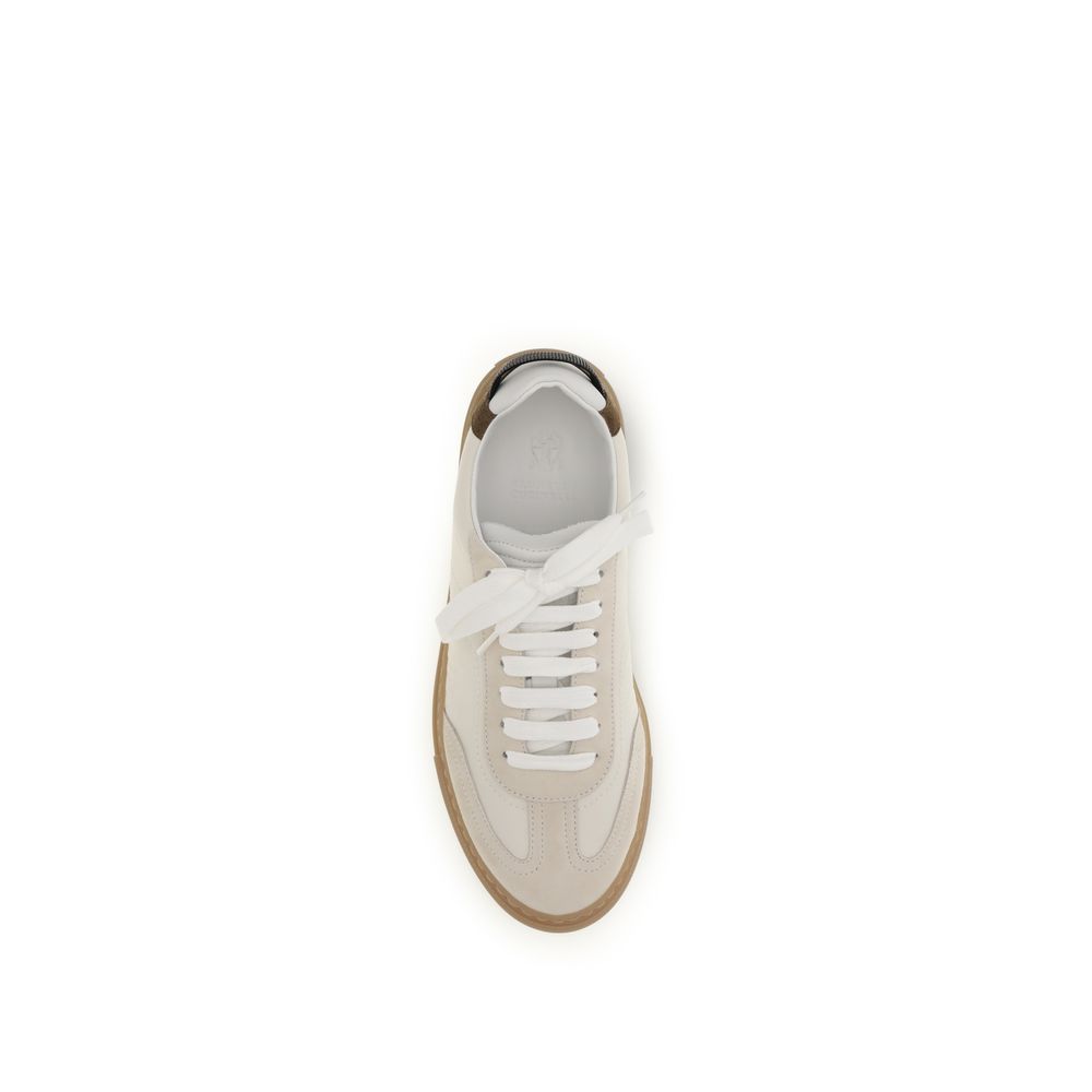 Brunello Cucinelli Sneakers Basse in Pelle di Vitello Beige Bos Taurus