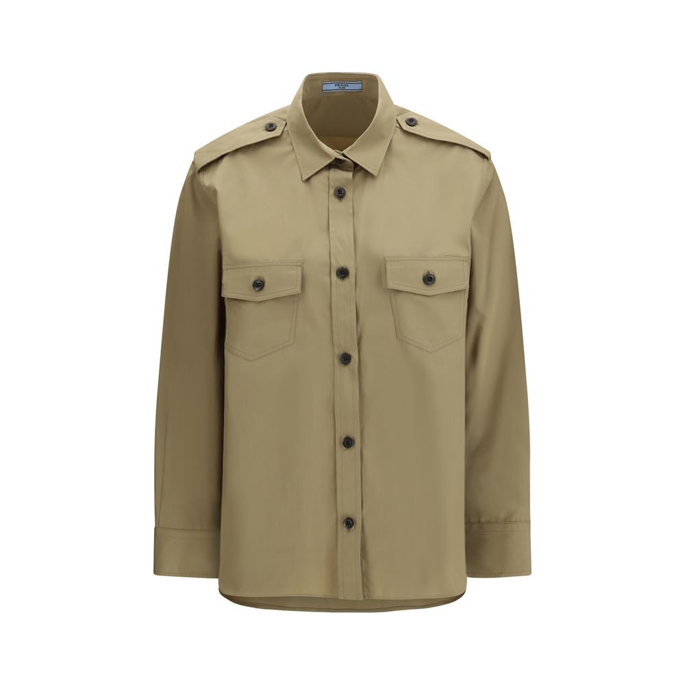 Camicia in cotone beige Prada