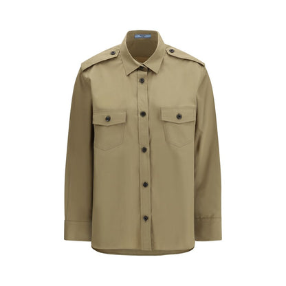 Camicia in cotone beige Prada