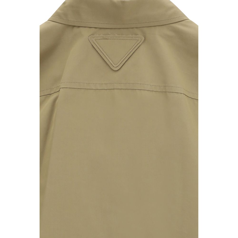 Camicia in cotone beige Prada