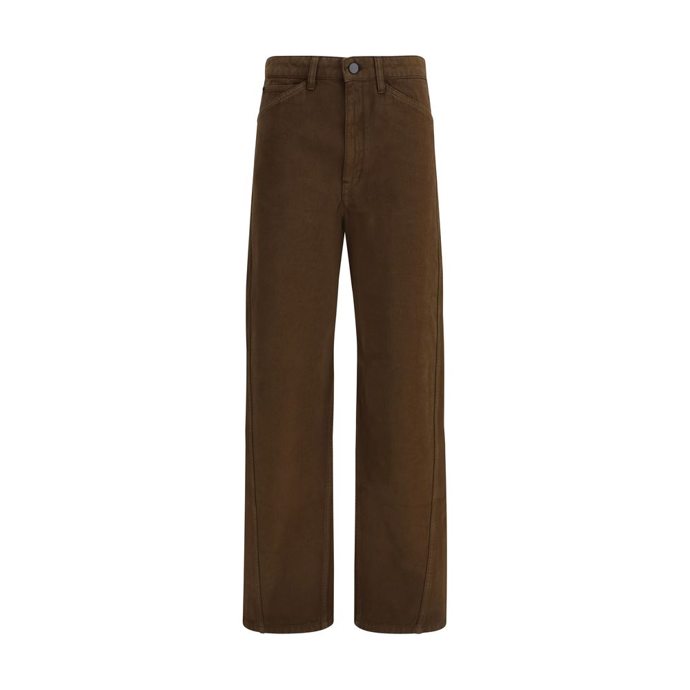 Pantaloni casual Lemaire in cotone marrone