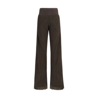 Pantalone casual in seta marrone Rick Owens