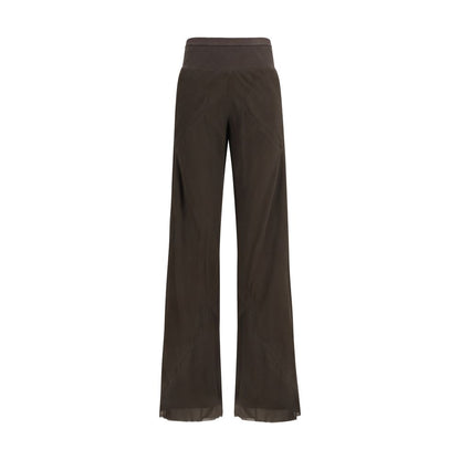 Pantalone casual in seta marrone Rick Owens