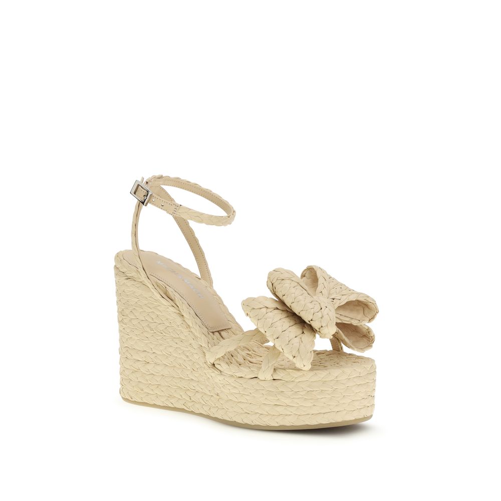 MACH & MACH Sandali Beige con Zeppa in Rafia