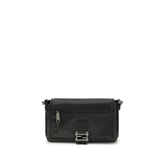 Borsa a spalla Fendi in pelle di vitello nera Bos Taurus