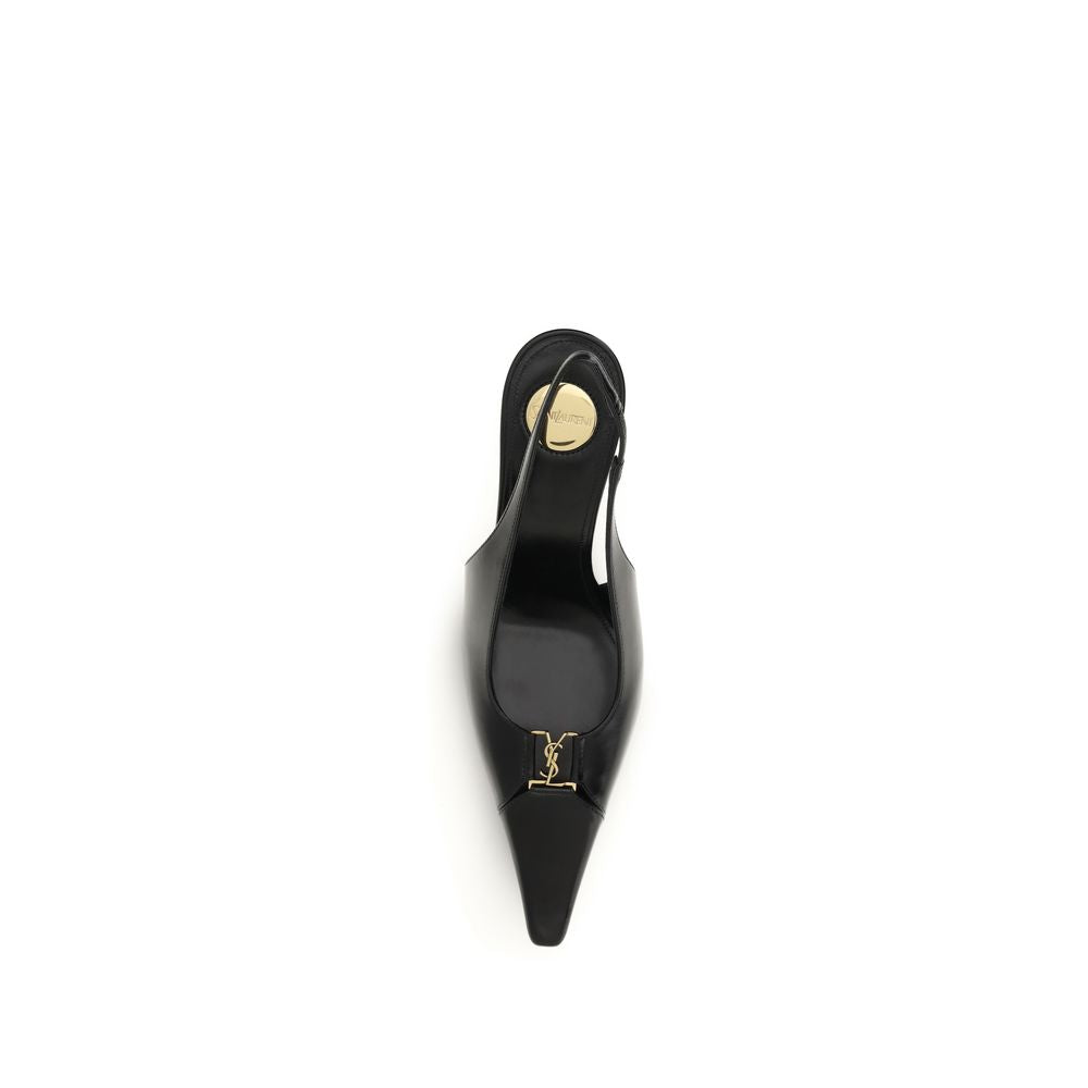 Décolleté Saint Laurent nere in pelle di vitello Bos Taurus con tacco alto