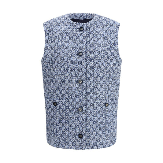 Gucci Blue Cotton Sleeveless Jacket