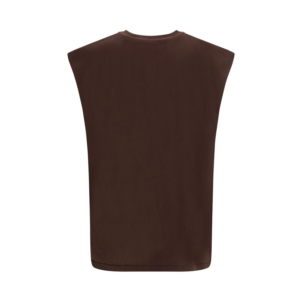 T-shirt senza maniche in cotone marrone GCDS