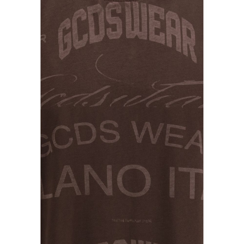 T-shirt senza maniche in cotone marrone GCDS