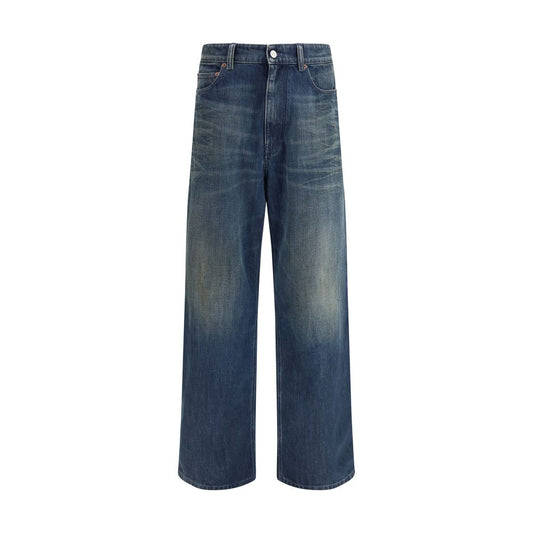 Jeans dritti in cotone blu MM6