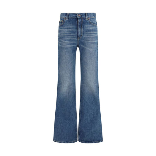 Jeans svasati Chloé in cotone blu