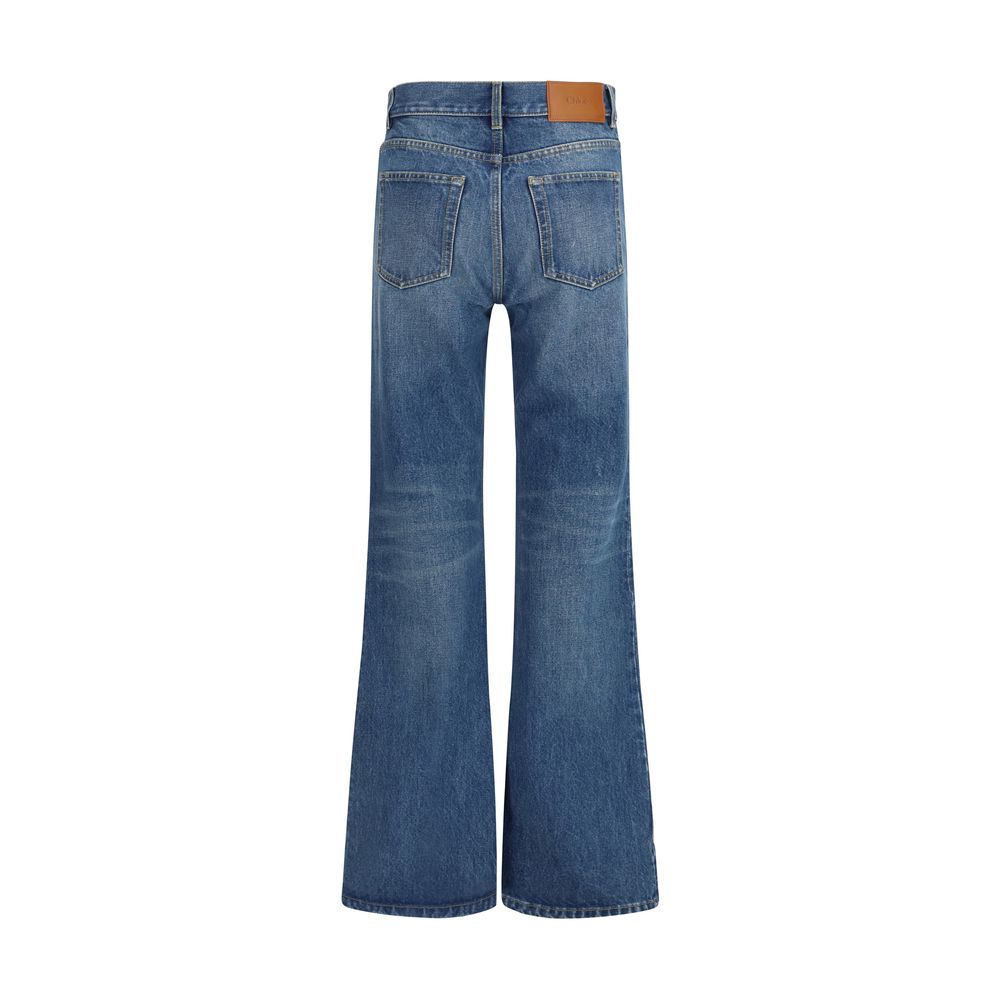 Jeans évasé en coton bleu Chloé
