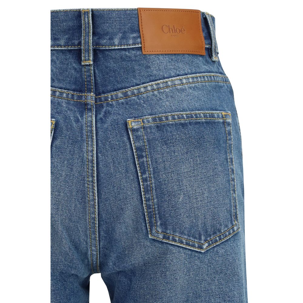 Jeans évasé en coton bleu Chloé
