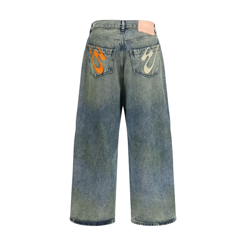 Jeans coupe décontractée en coton bleu, modèle PDF Channel