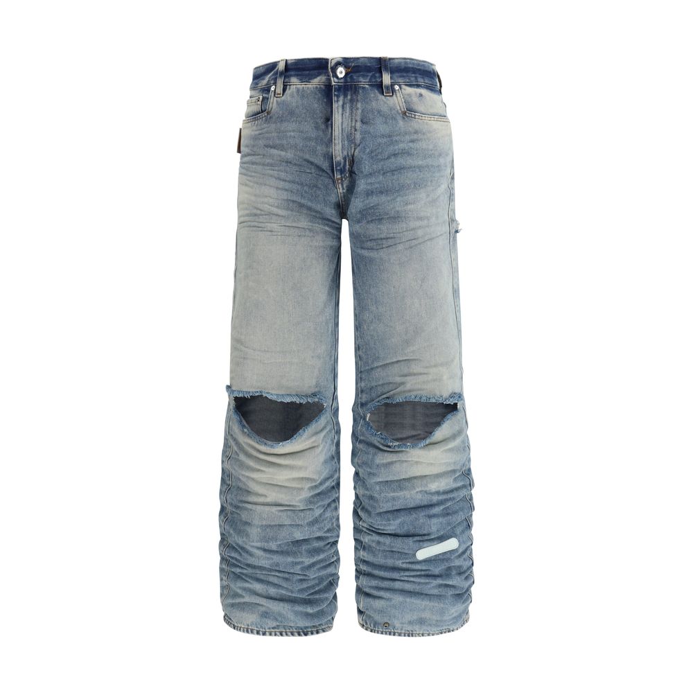 Jeans amples en viscose bleu marine, coupe décontractée