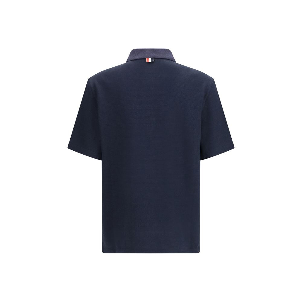Polo in cotone blu Thom Browne