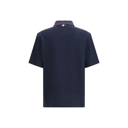 Polo in cotone blu Thom Browne