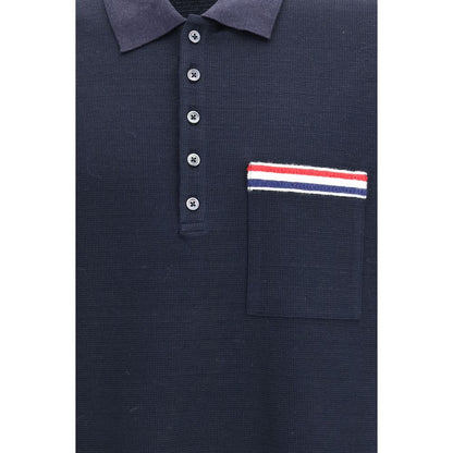 Polo in cotone blu Thom Browne