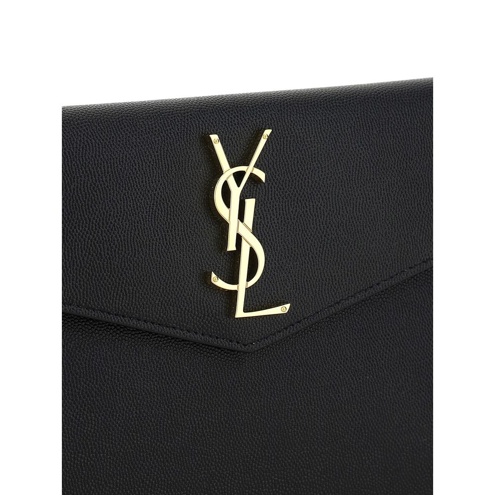 Portefeuille Bos Taurus en cuir de veau noir Saint Laurent
