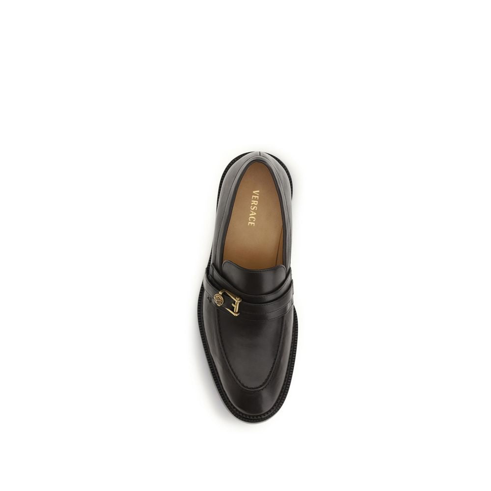 Mocassins à enfiler Bos Taurus en cuir de veau noir Versace
