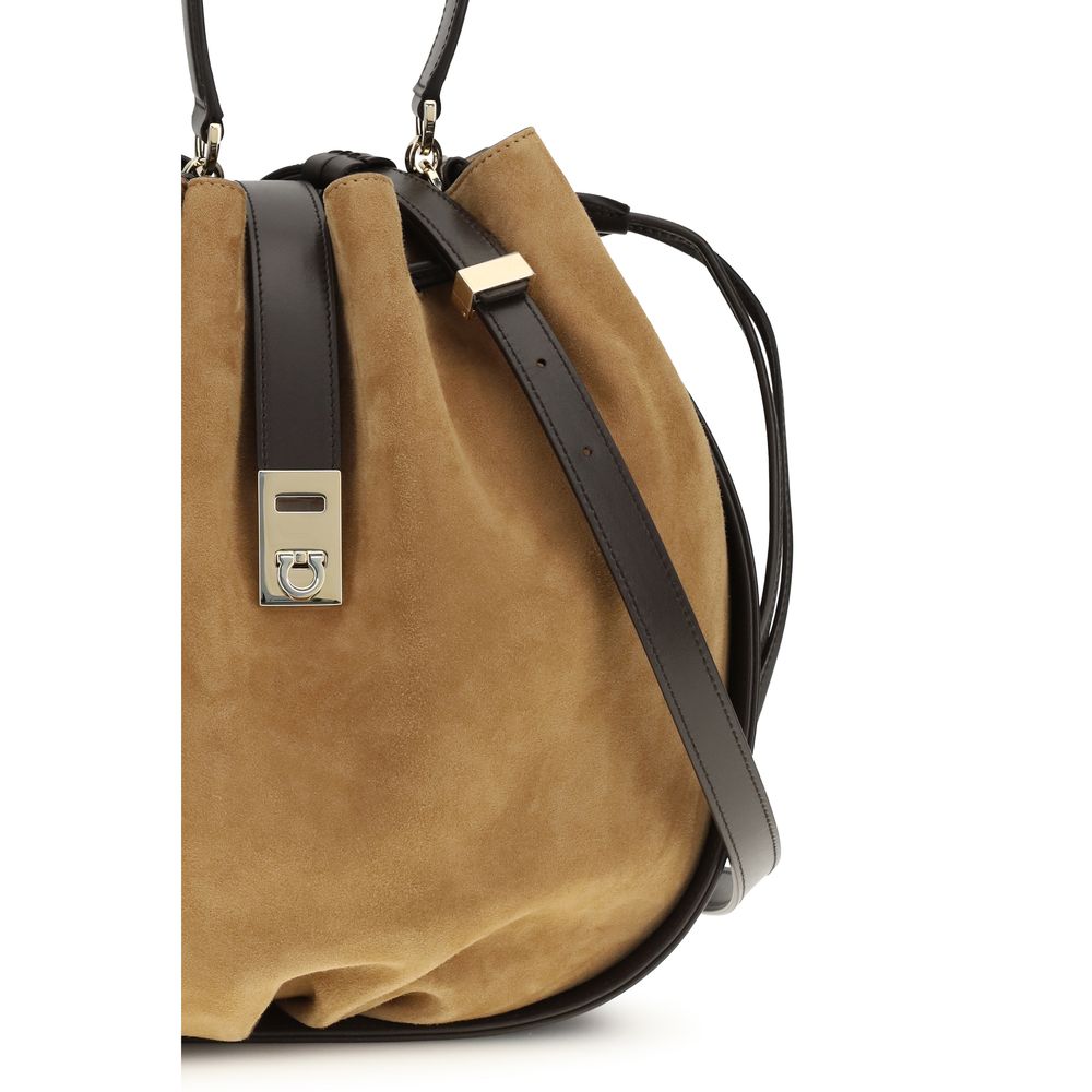 Sac à main Ferragamo Backet en cuir de veau marron Bos Taurus