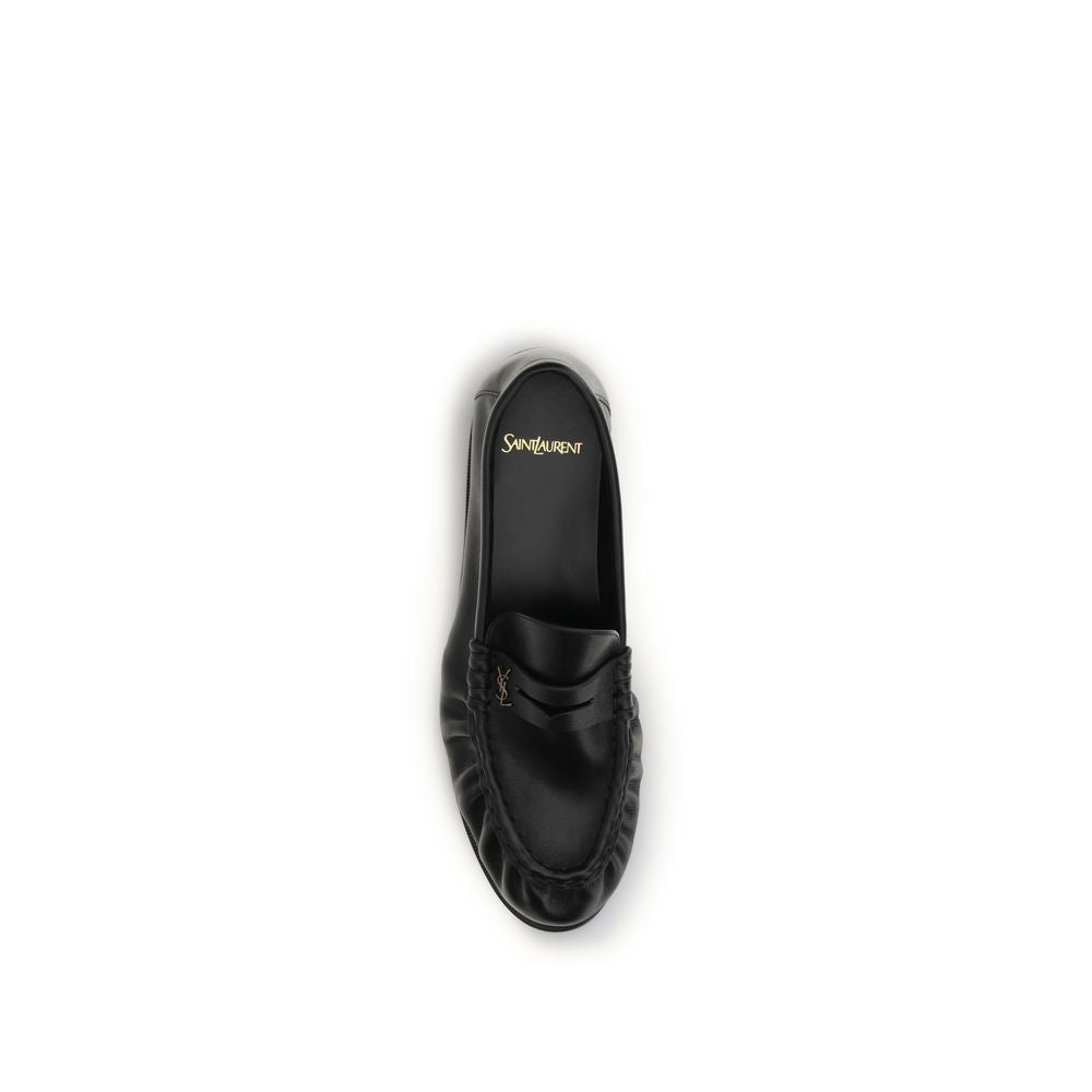 Mocassins à enfiler Saint Laurent en cuir de veau noir Bos Taurus