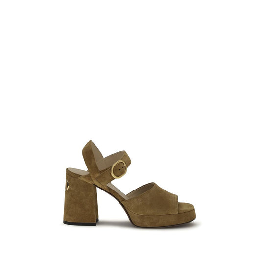 Sandali Valentino Garavani con plateau in pelle di vitello color beige