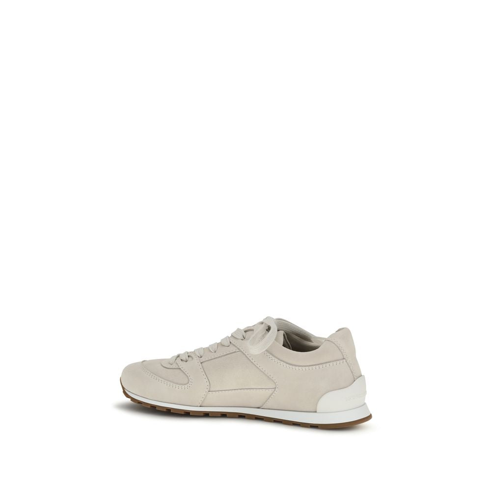 Brunello Cucinelli Sneakers Basse in Pelle di Vitello Beige Bos Taurus