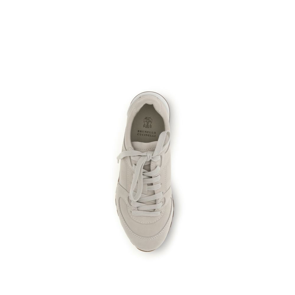 Brunello Cucinelli Sneakers Basse in Pelle di Vitello Beige Bos Taurus