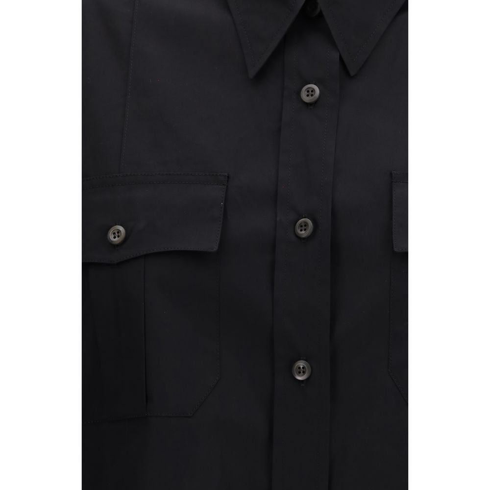 Camicia a maniche corte in cotone nero Prada