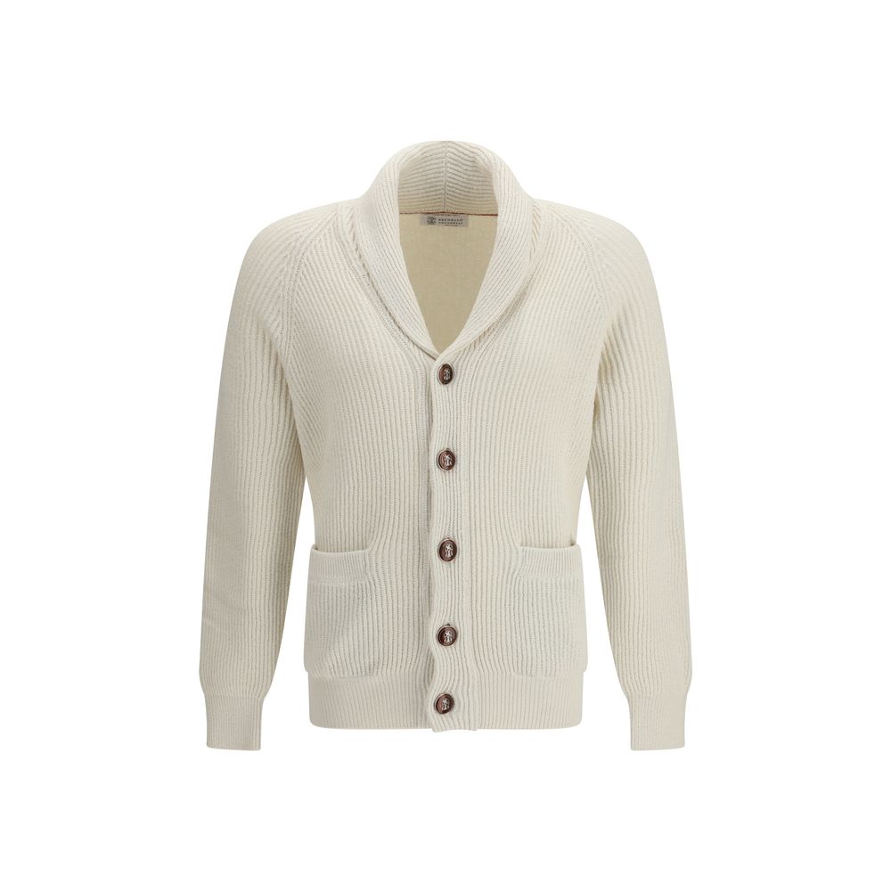 Cardigan en coton beige Brunello Cucinelli