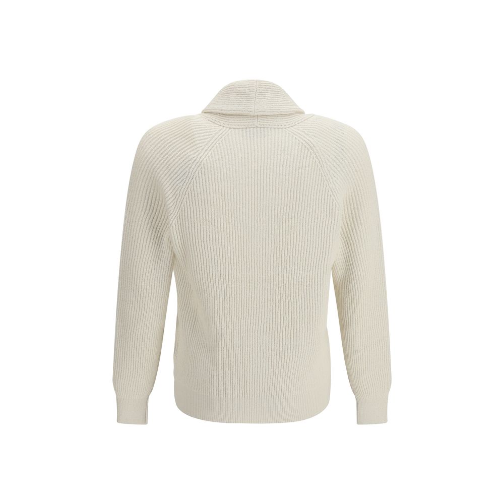 Cardigan en coton beige Brunello Cucinelli