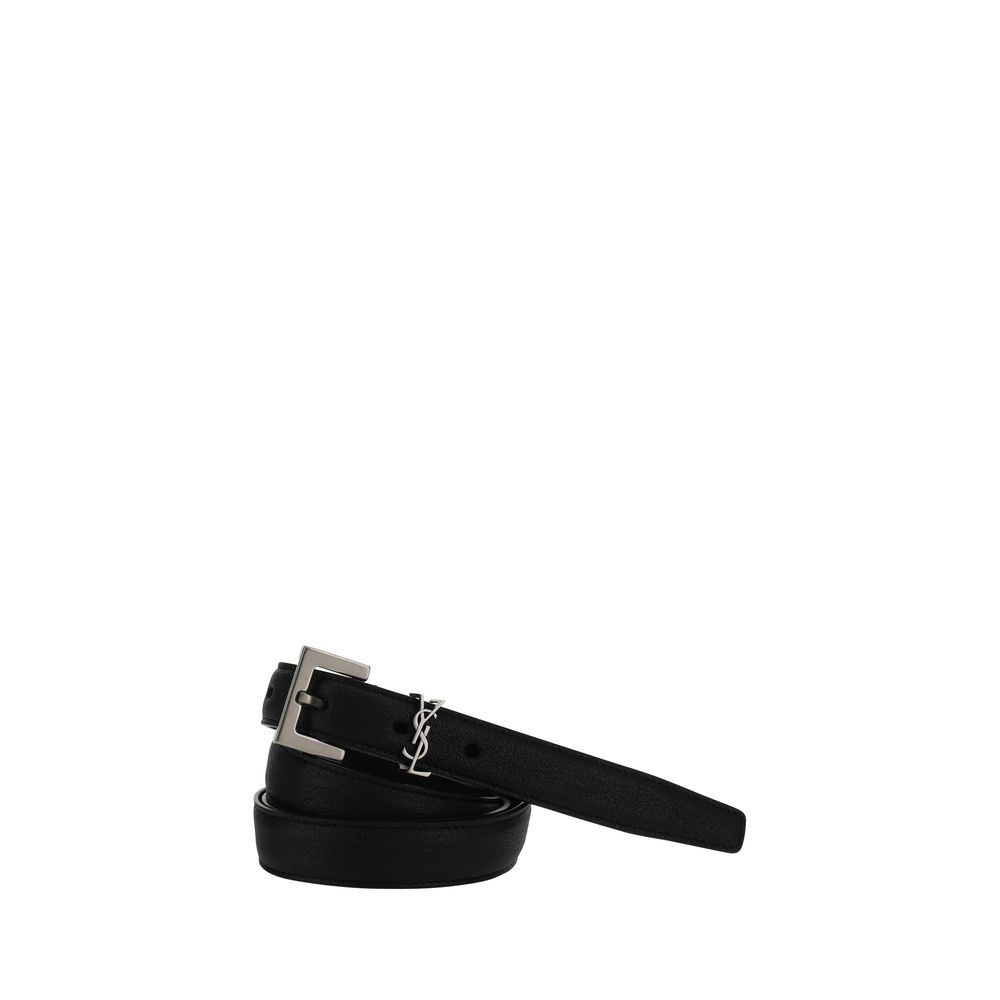 Ceinture fine Saint Laurent en agneau noir Ovis Aries Aries