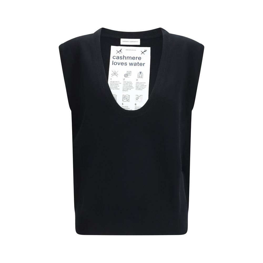 Pull sans manches en cachemire et élasthanne noir Extreme