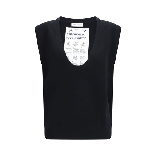 Maglione smanicato in elastan nero Extreme Cashmere