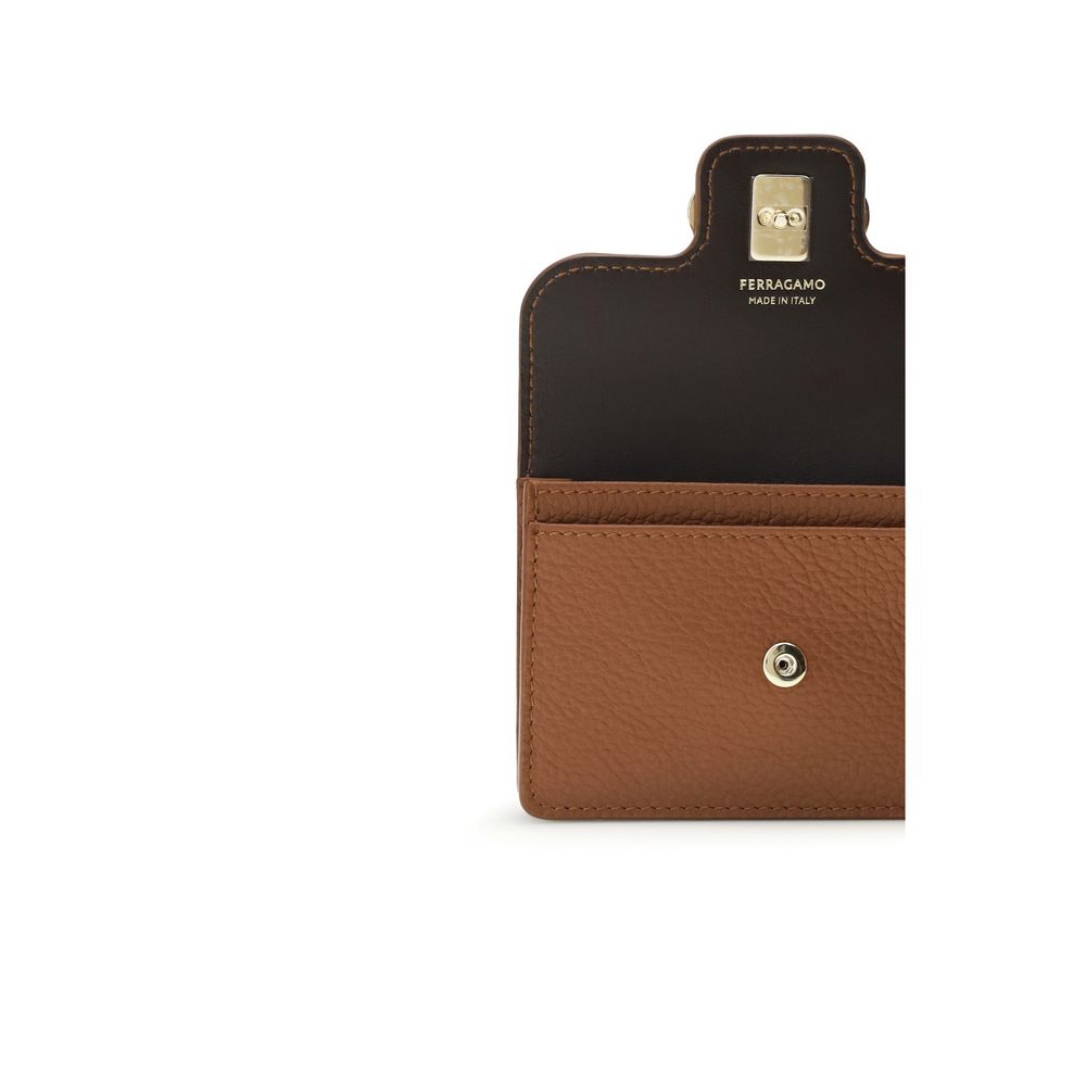 Portefeuille Ferragamo en cuir de veau marron Bos Taurus