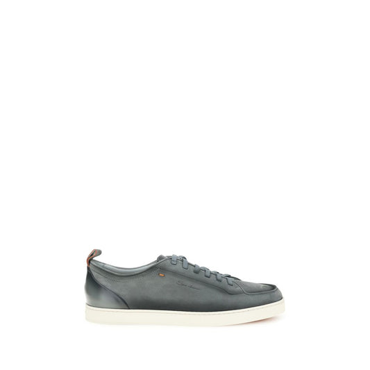 Santoni Sneakers Basse in Pelle di Vitello Grigia Bos Taurus