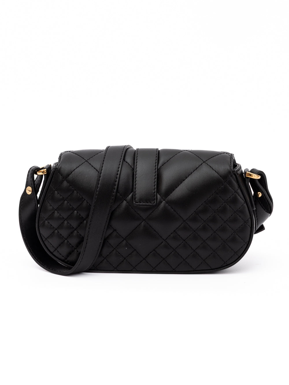 Borsa a tracolla trapuntata Versace in pelle nera