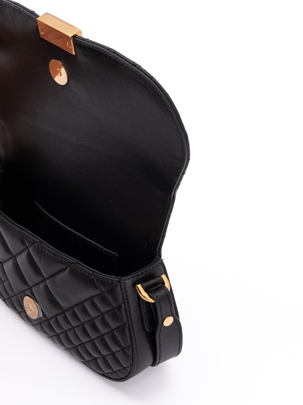 Borsa a tracolla trapuntata Versace in pelle nera