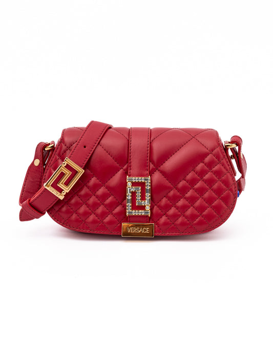 Borsa a tracolla in pelle trapuntata rossa Versace