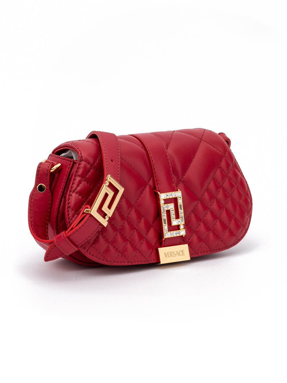 Borsa a tracolla in pelle trapuntata rossa Versace